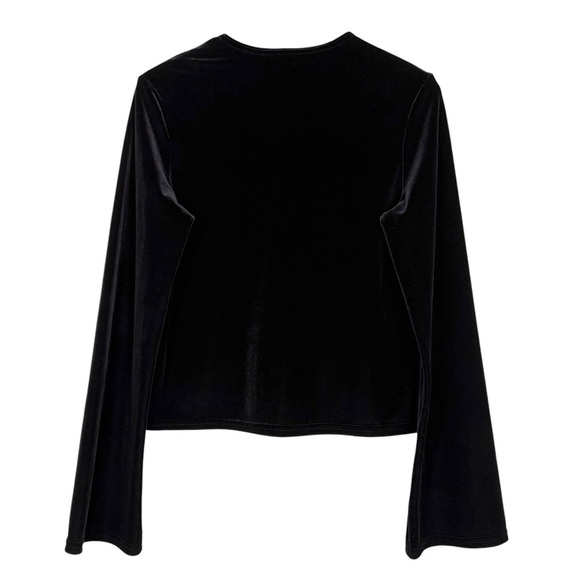 Simone Wild Size L Black Long Sleeve Velvet Top - Picture 3 of 8